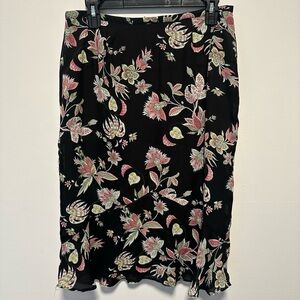 Black Skirt with Pink and Green Floral/Paisley Design